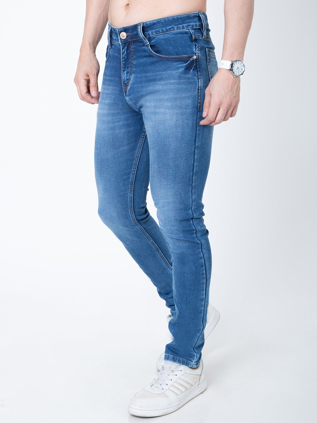 Men Light Blue Narrow Fit Denim