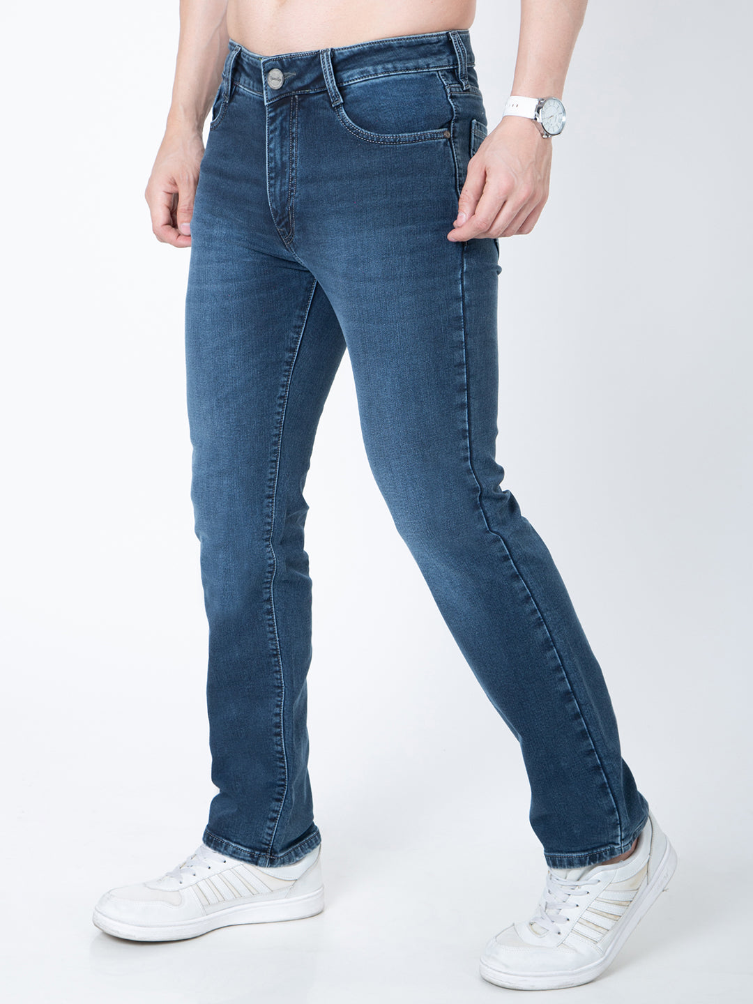 Men Dark Blue Straight Fit Denim