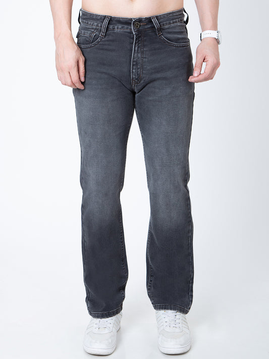 Men Dark Grey Straight Fit Denim