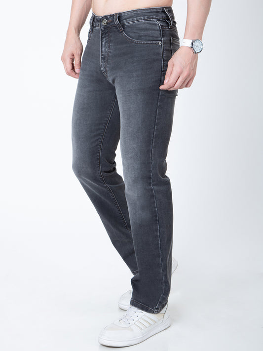 Men Dark Grey Straight Fit Denim
