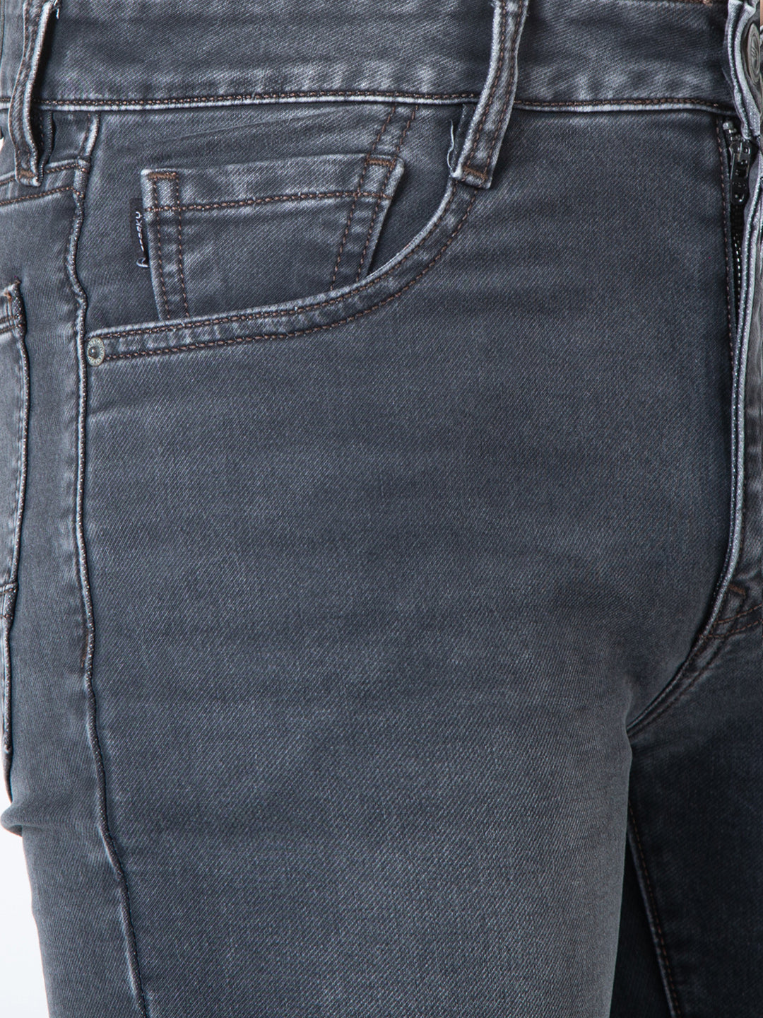 Men Dark Grey Straight Fit Denim