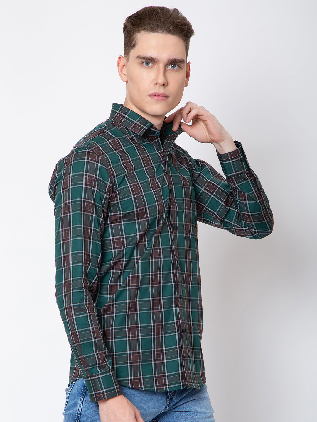 Mens Indigo Check Casual Shirt
