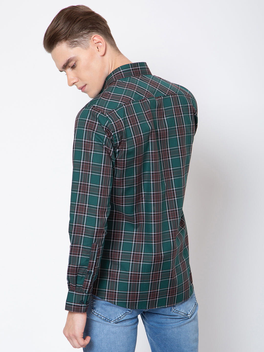 Mens Indigo Check Casual Shirt