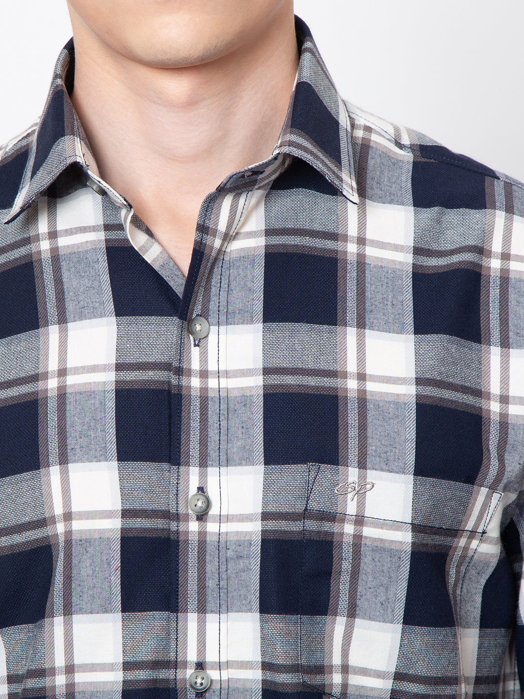 Mens Indigo Check Casual Shirt