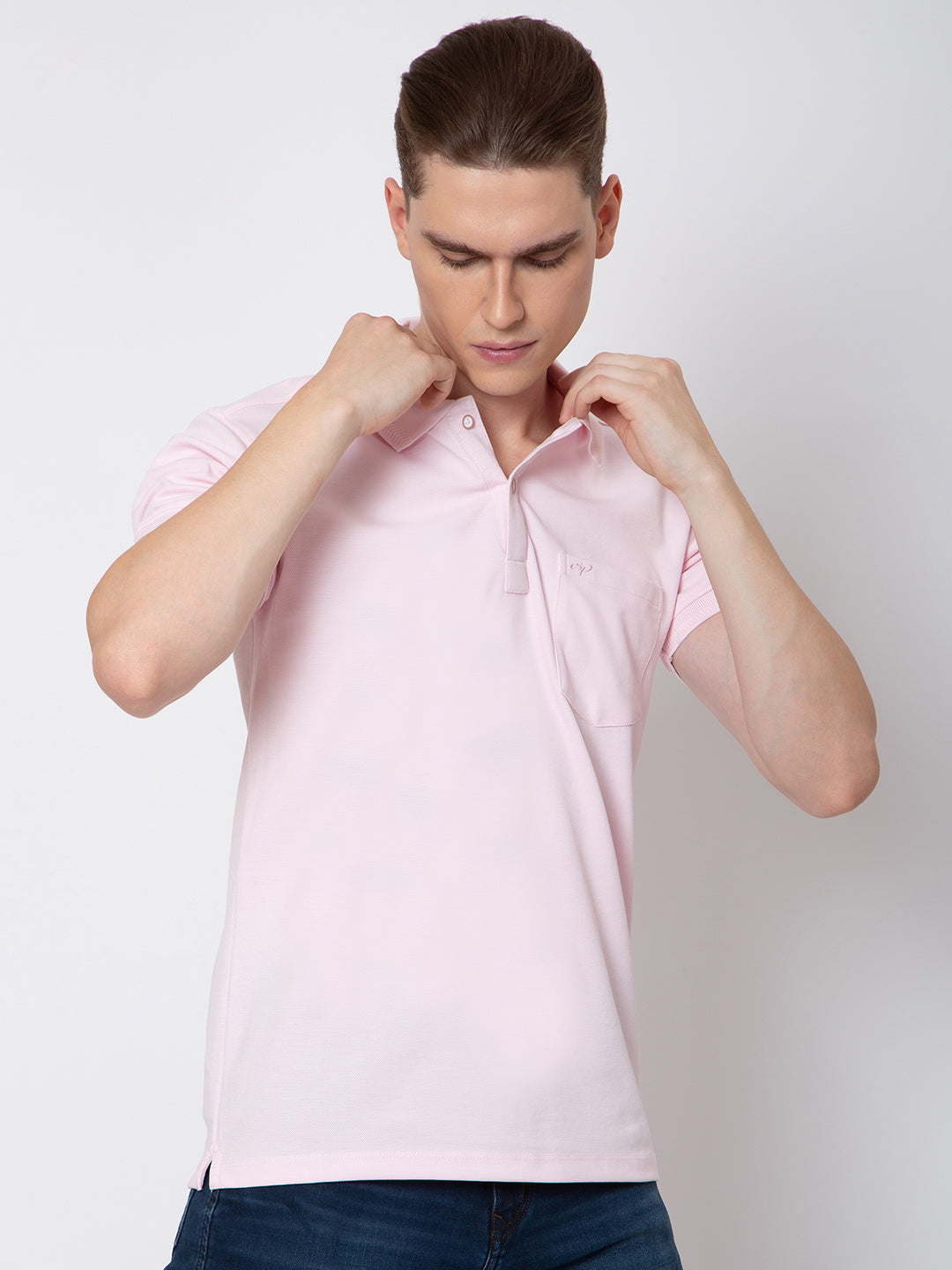Men Polo Neck Solid Matty Tshirt