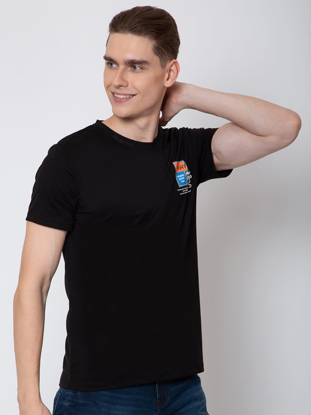 Men Round Neck Front And Back Print Tshirt