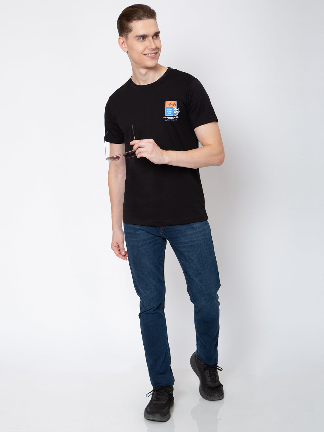 Men Round Neck Front And Back Print Tshirt