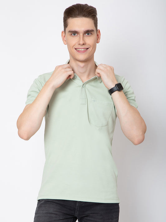 Men Polo Neck Solid Matty Tshirt