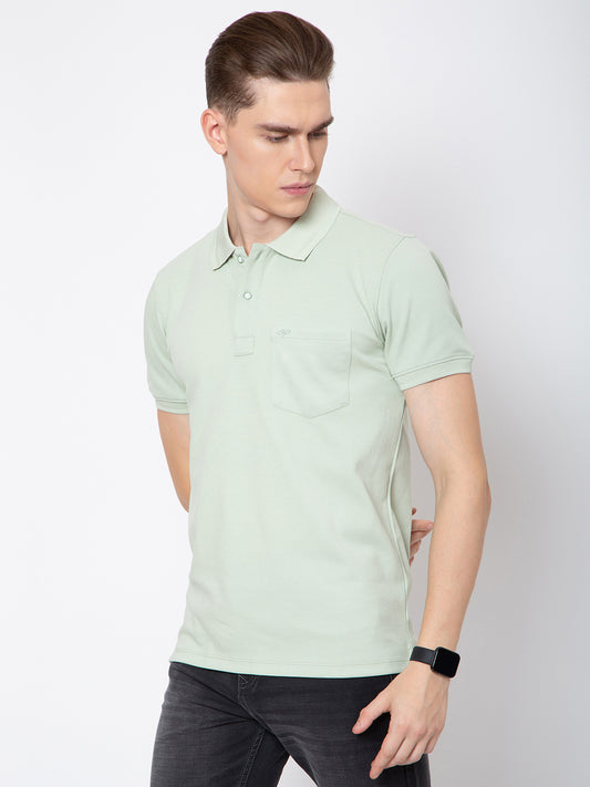 Men Polo Neck Solid Matty Tshirt