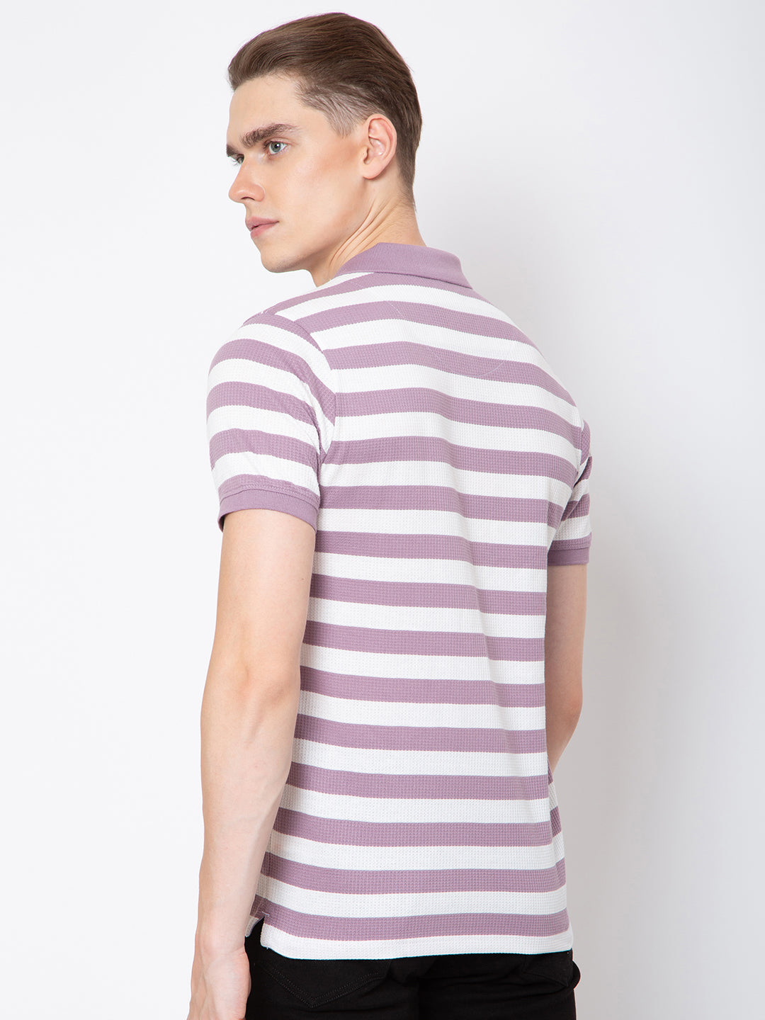 Men Polo Neck Jaquard Striper Tshirt