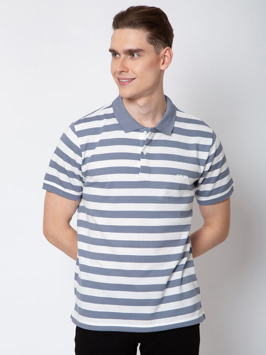 Men Polo Neck Jaquard Striper Tshirt