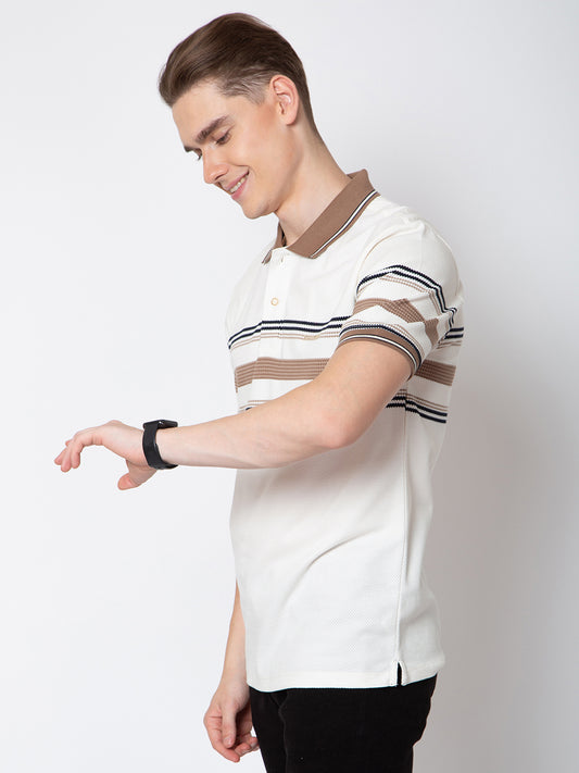 Men Polo Neck Waffle Knit Tshirt