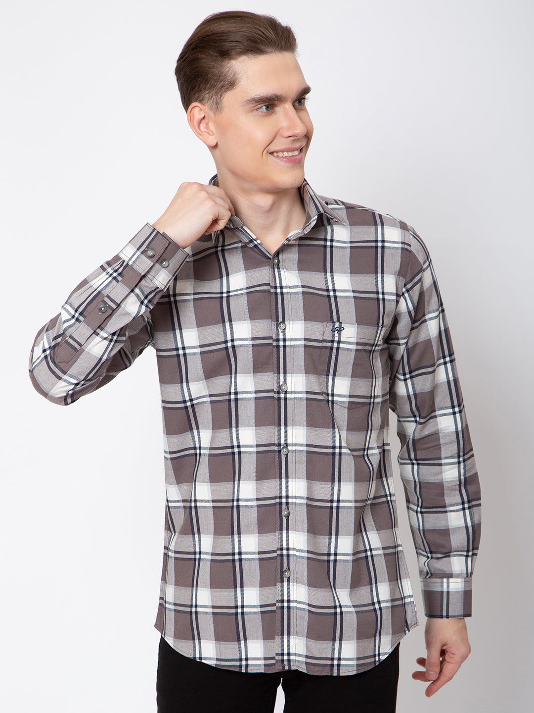 Mens Indigo Check Casual Shirt