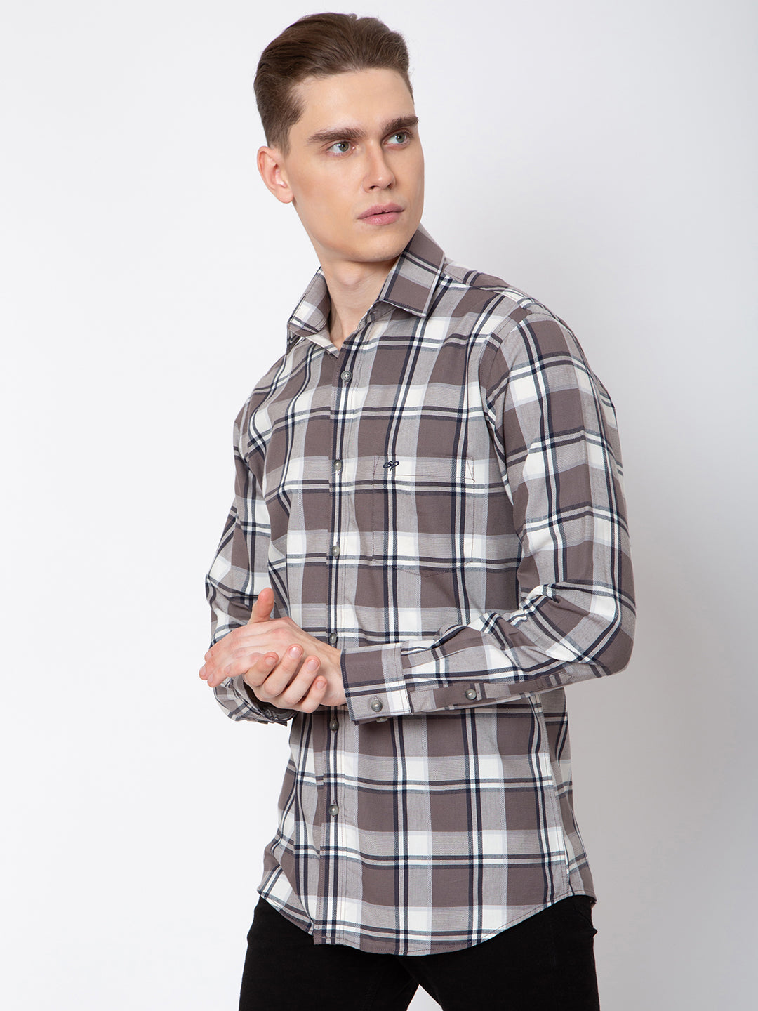 Mens Indigo Check Casual Shirt