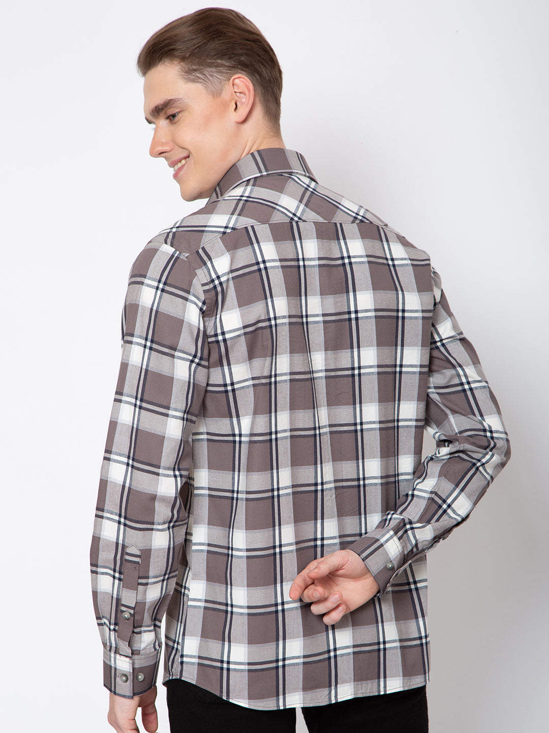 Mens Indigo Check Casual Shirt