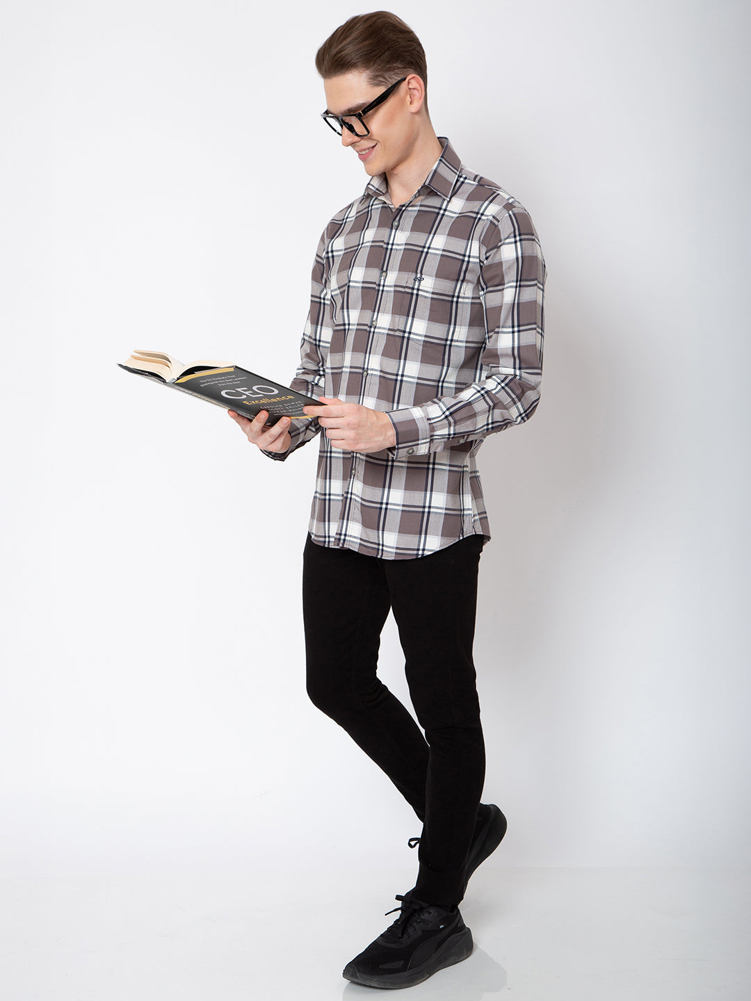 Mens Indigo Check Casual Shirt