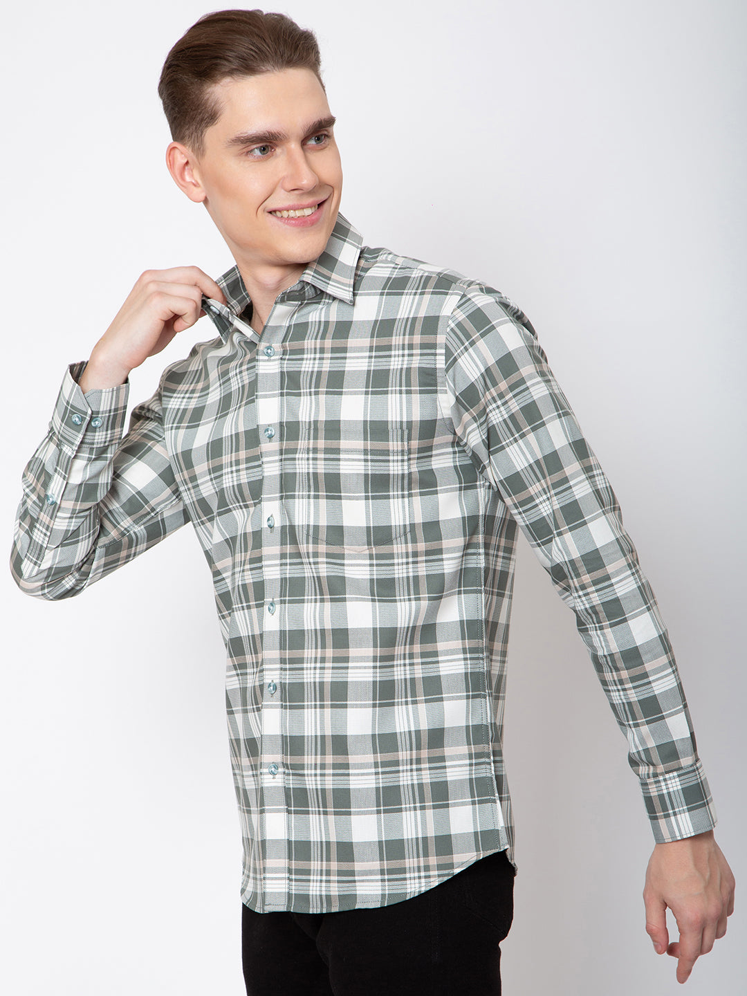Mens Indigo Check Casual Shirt
