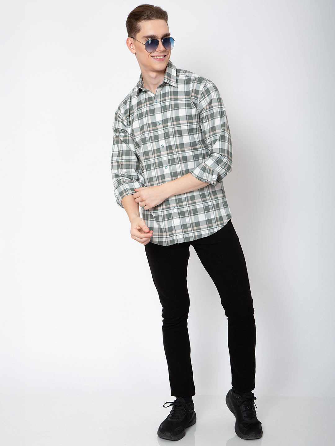 Mens Indigo Check Casual Shirt