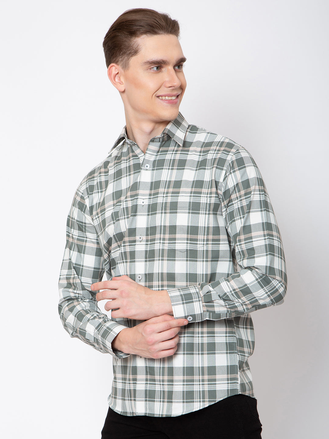 Mens Indigo Check Casual Shirt
