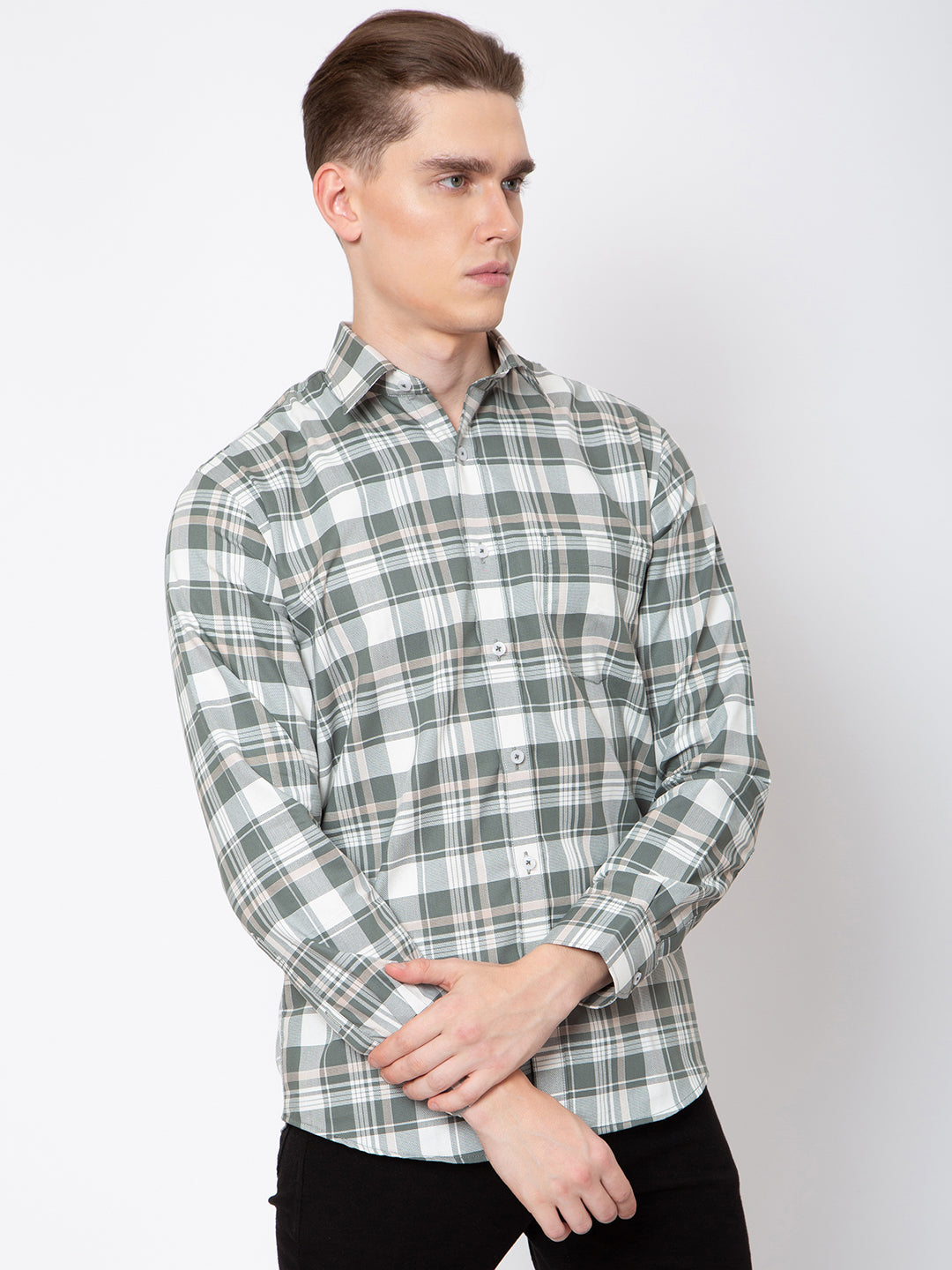 Mens Indigo Check Casual Shirt