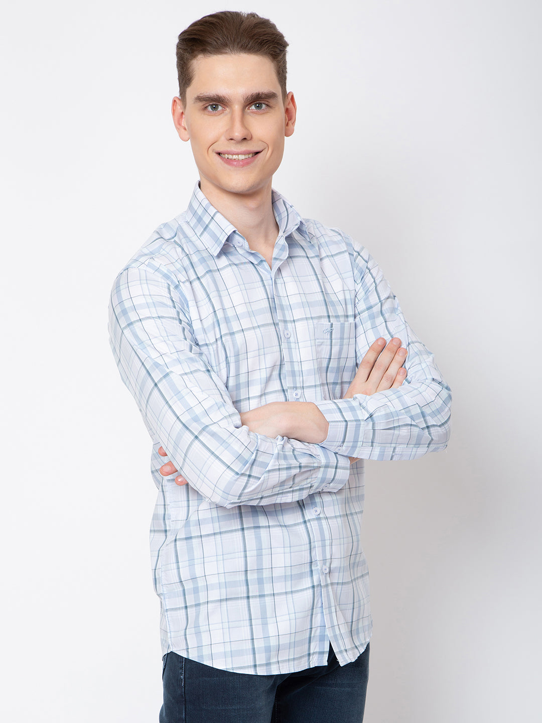 Men Pink Check Shirt