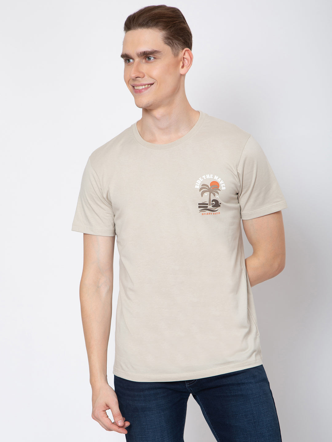 Mens Round Neck Front Back Print