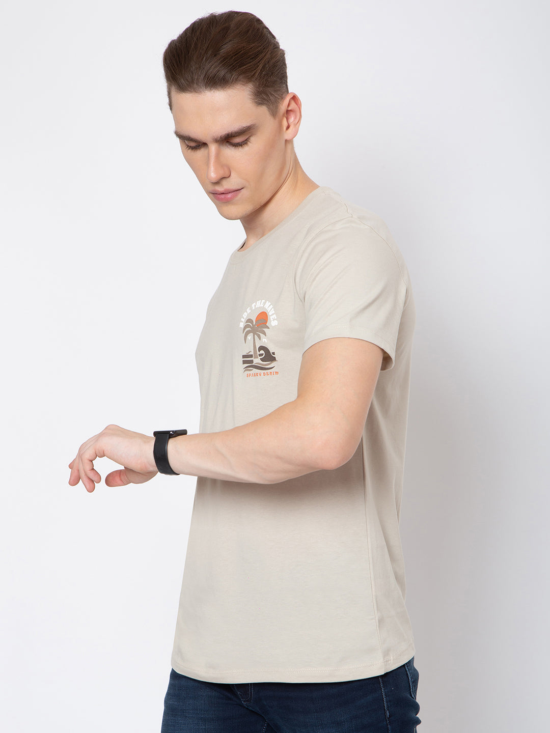 Mens Round Neck Front Back Print