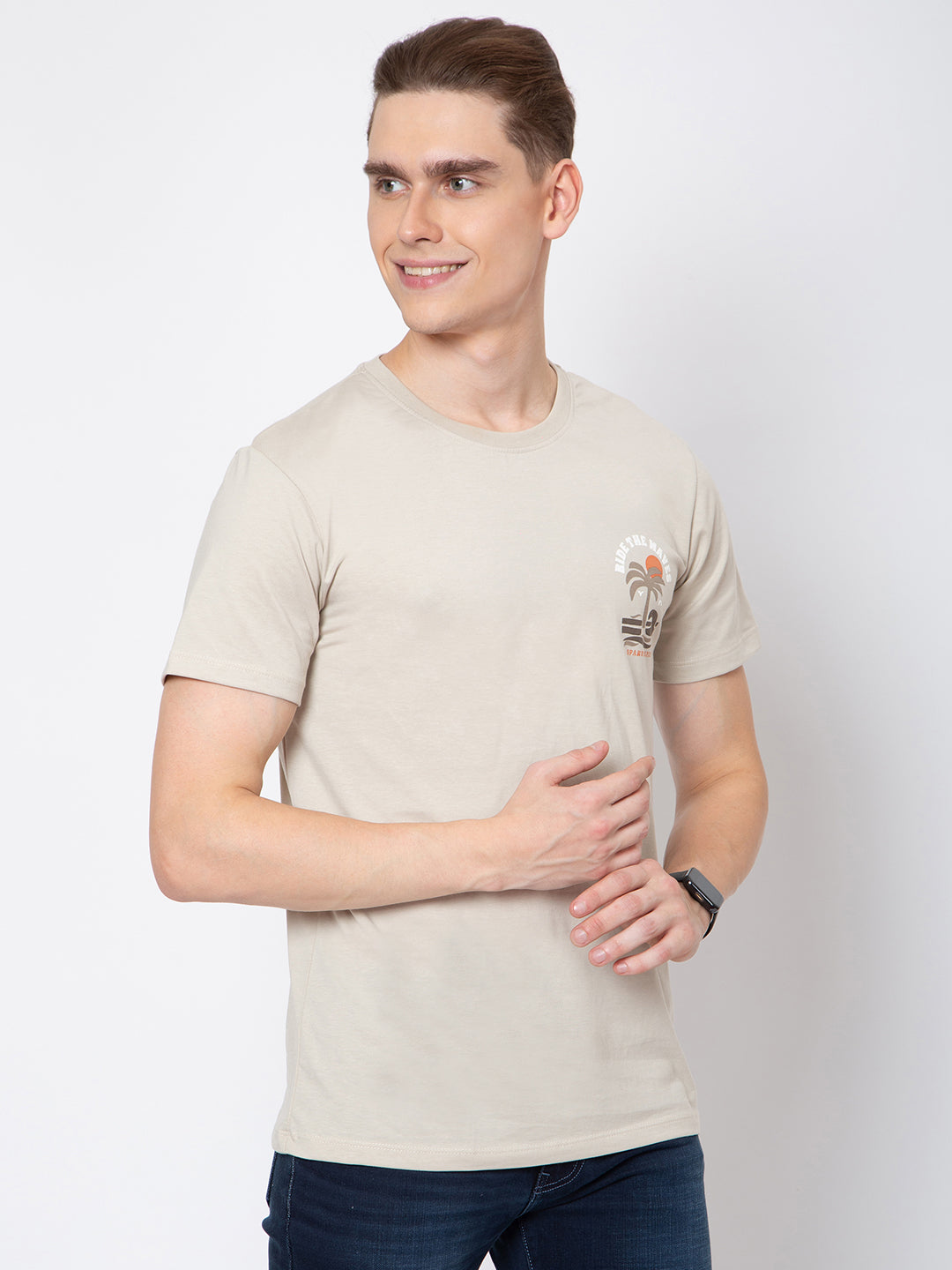 Mens Round Neck Front Back Print
