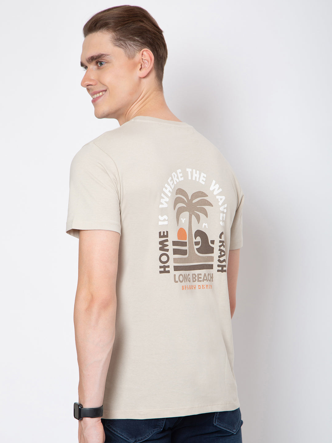 Mens Round Neck Front Back Print