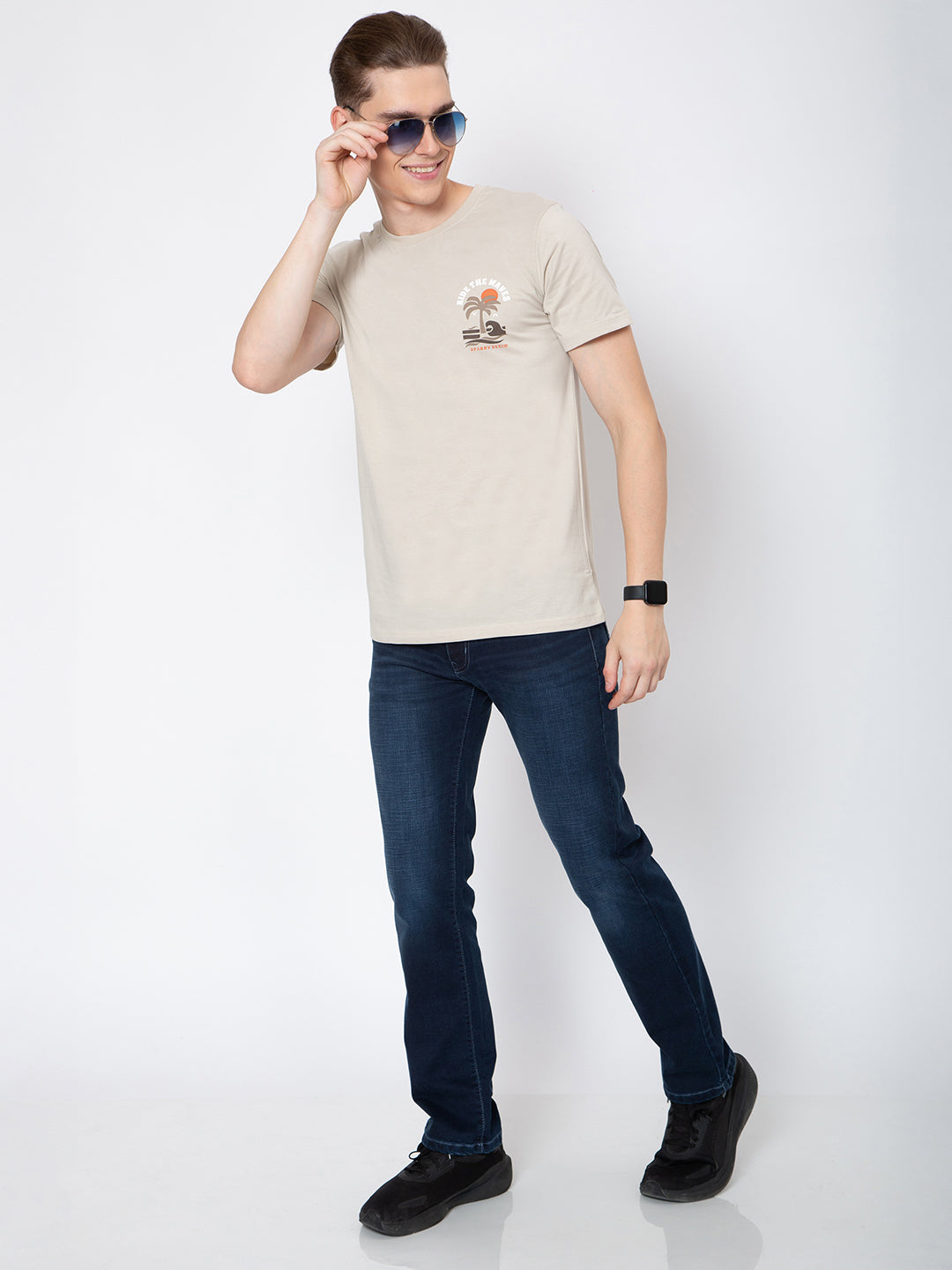Mens Round Neck Front Back Print