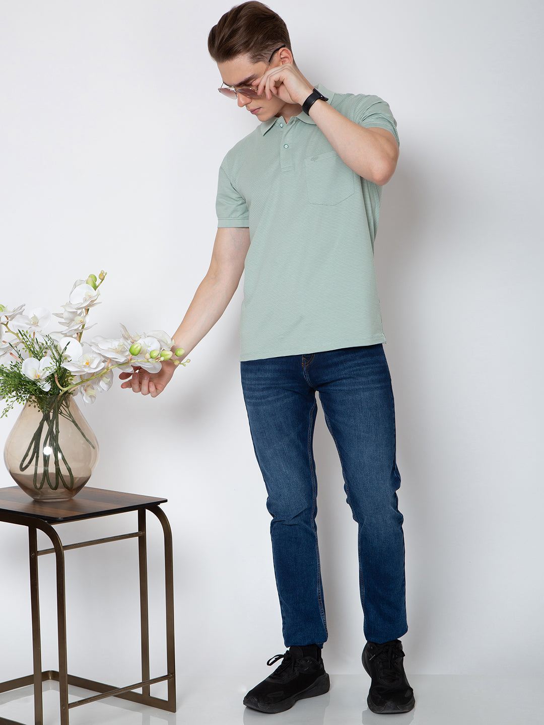 Men Polo Neck Auto Striper T-Shirt
