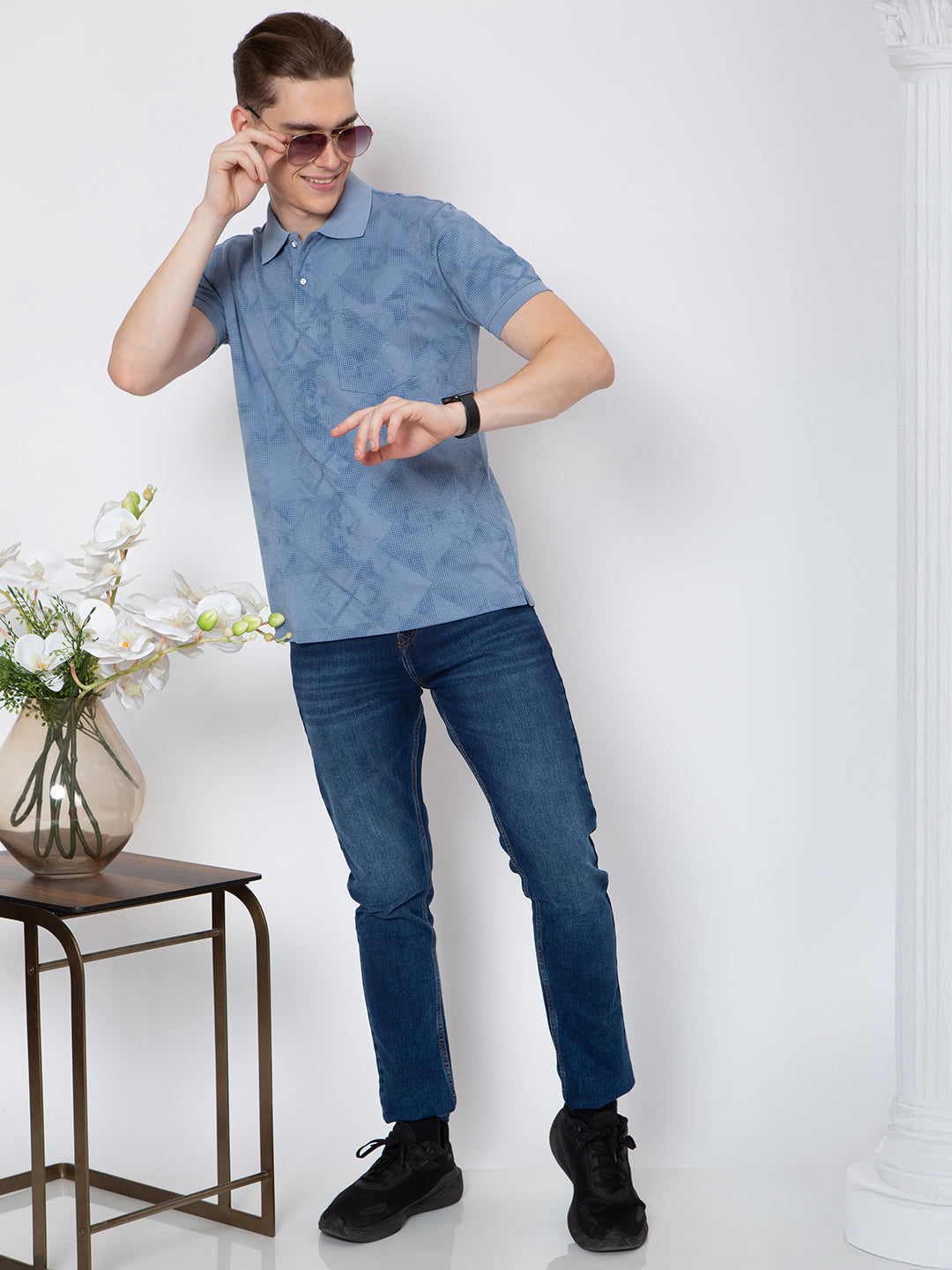 Men Polo Neck All Over Print Tshirt