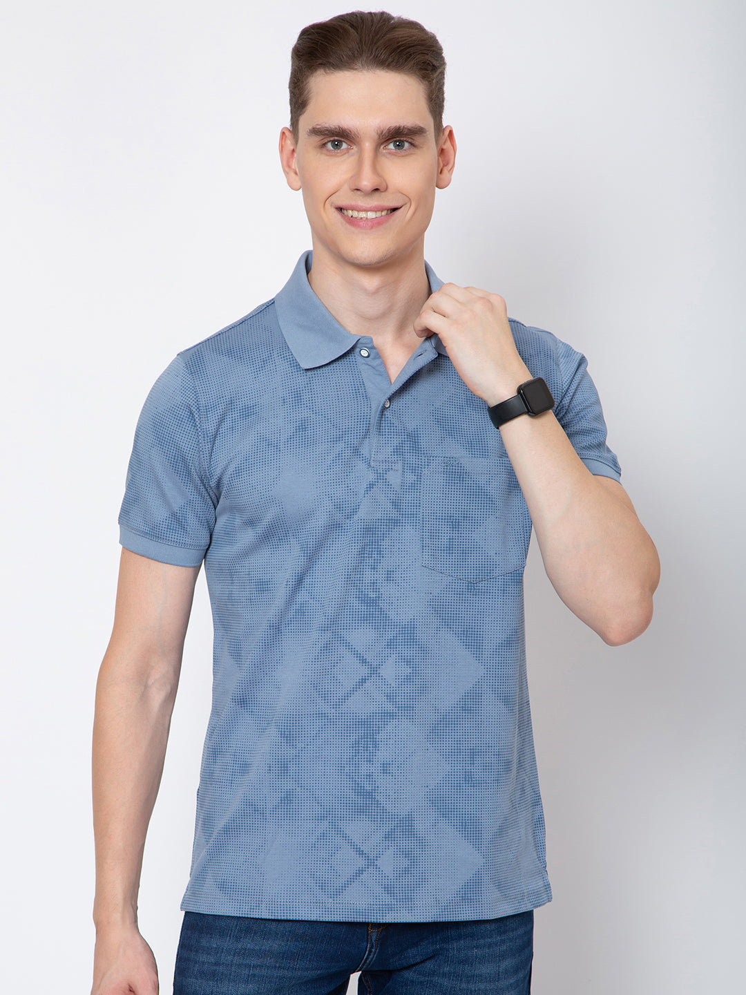 Men Polo Neck All Over Print Tshirt