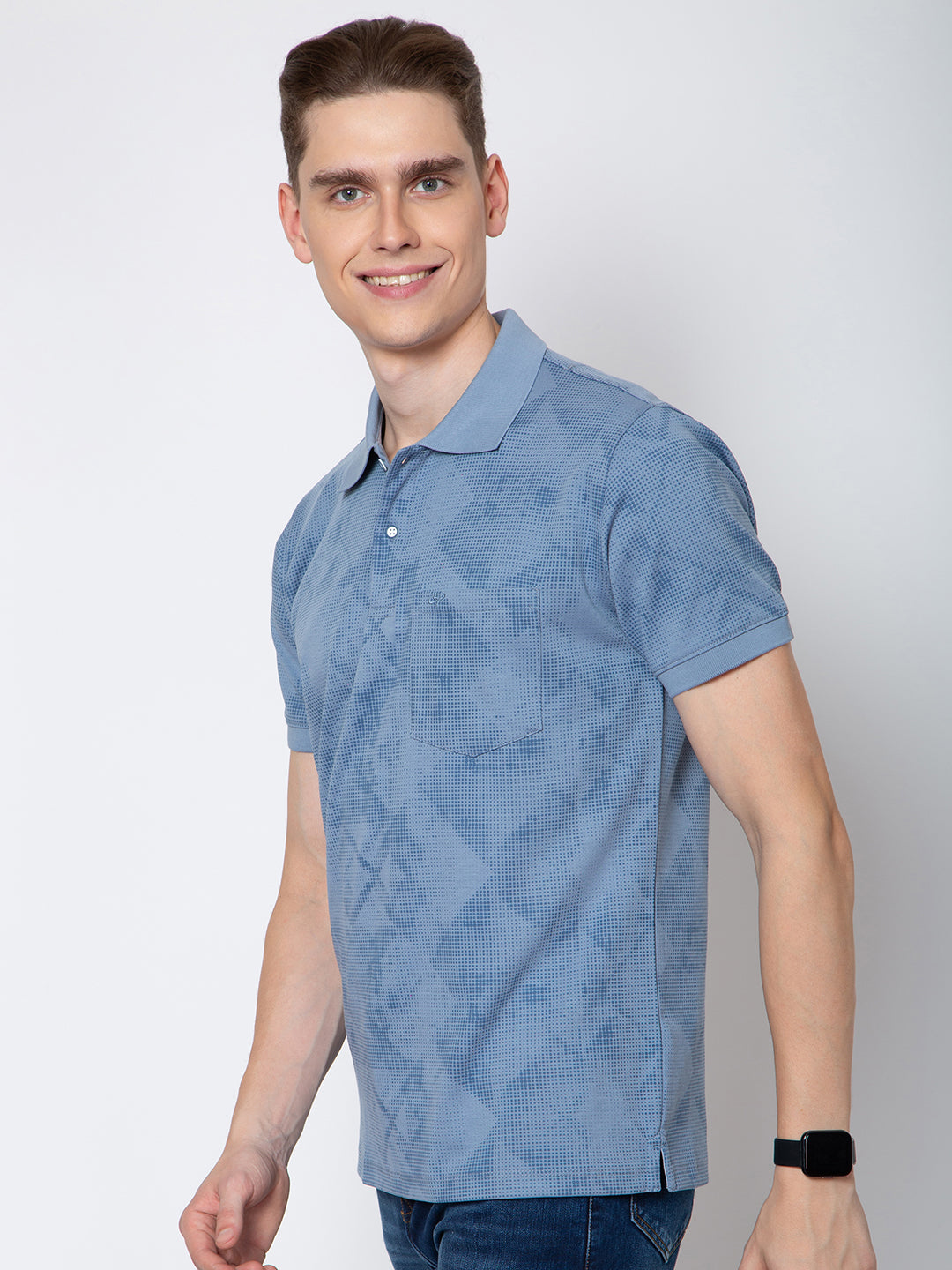 Men Polo Neck All Over Print Tshirt