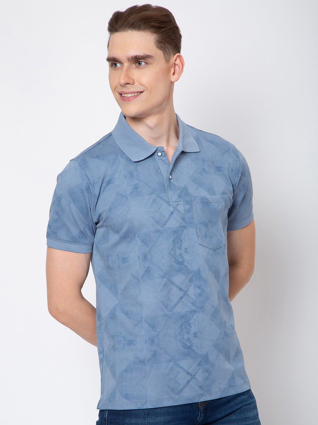 Men Polo Neck All Over Print Tshirt