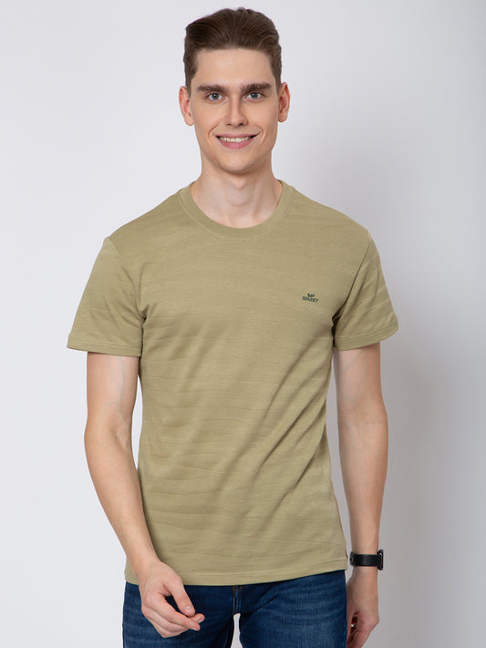 Men Jaquard Round Neck T-Shirt
