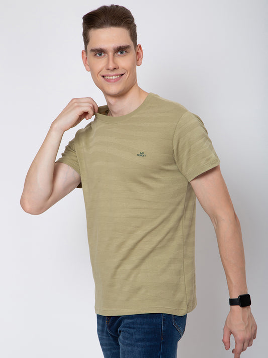 Men Jaquard Round Neck T-Shirt