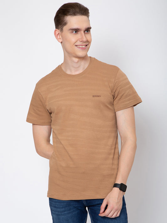 Men Jaquard Round Neck T-Shirt