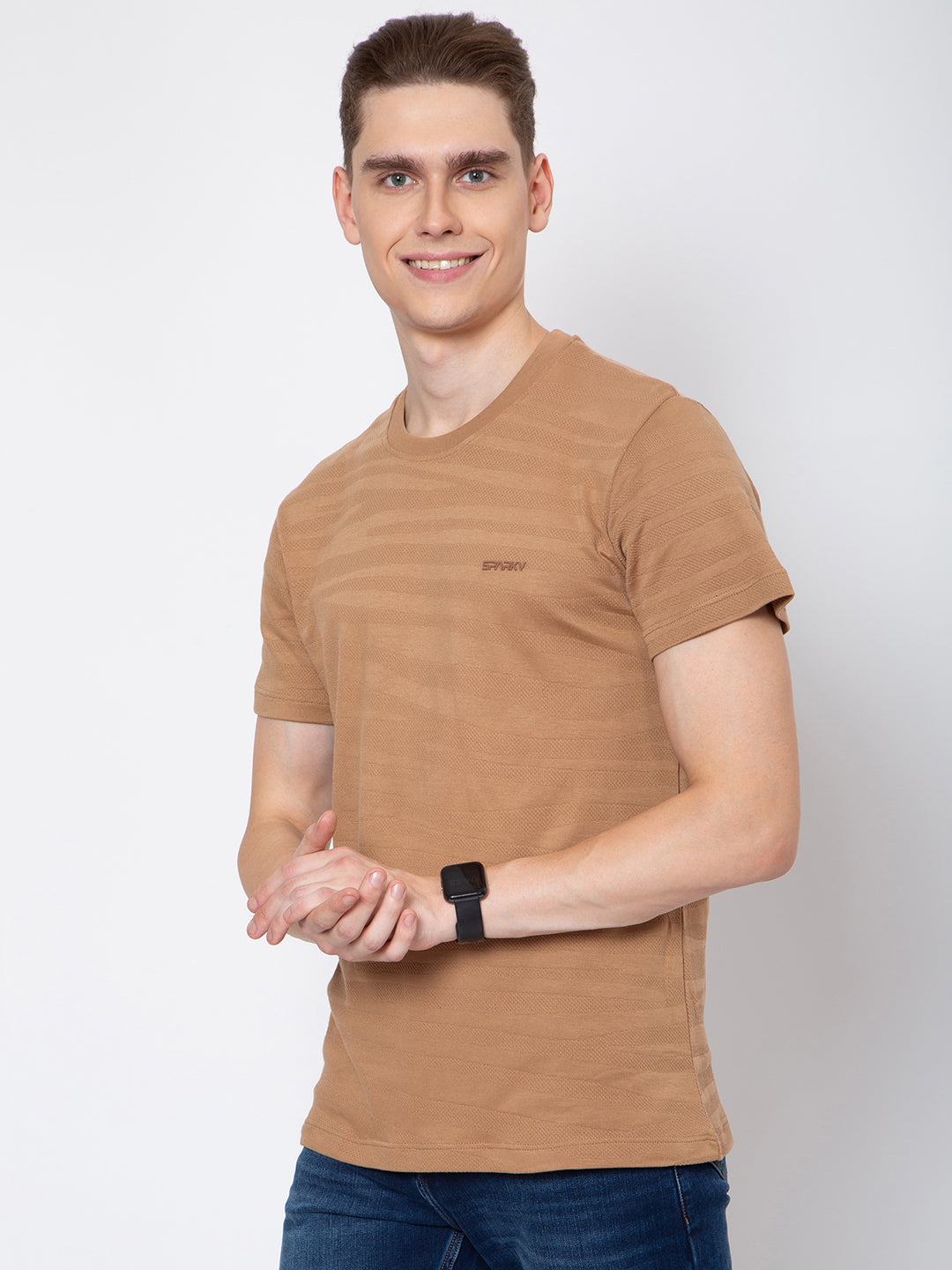 Men Jaquard Round Neck T-Shirt