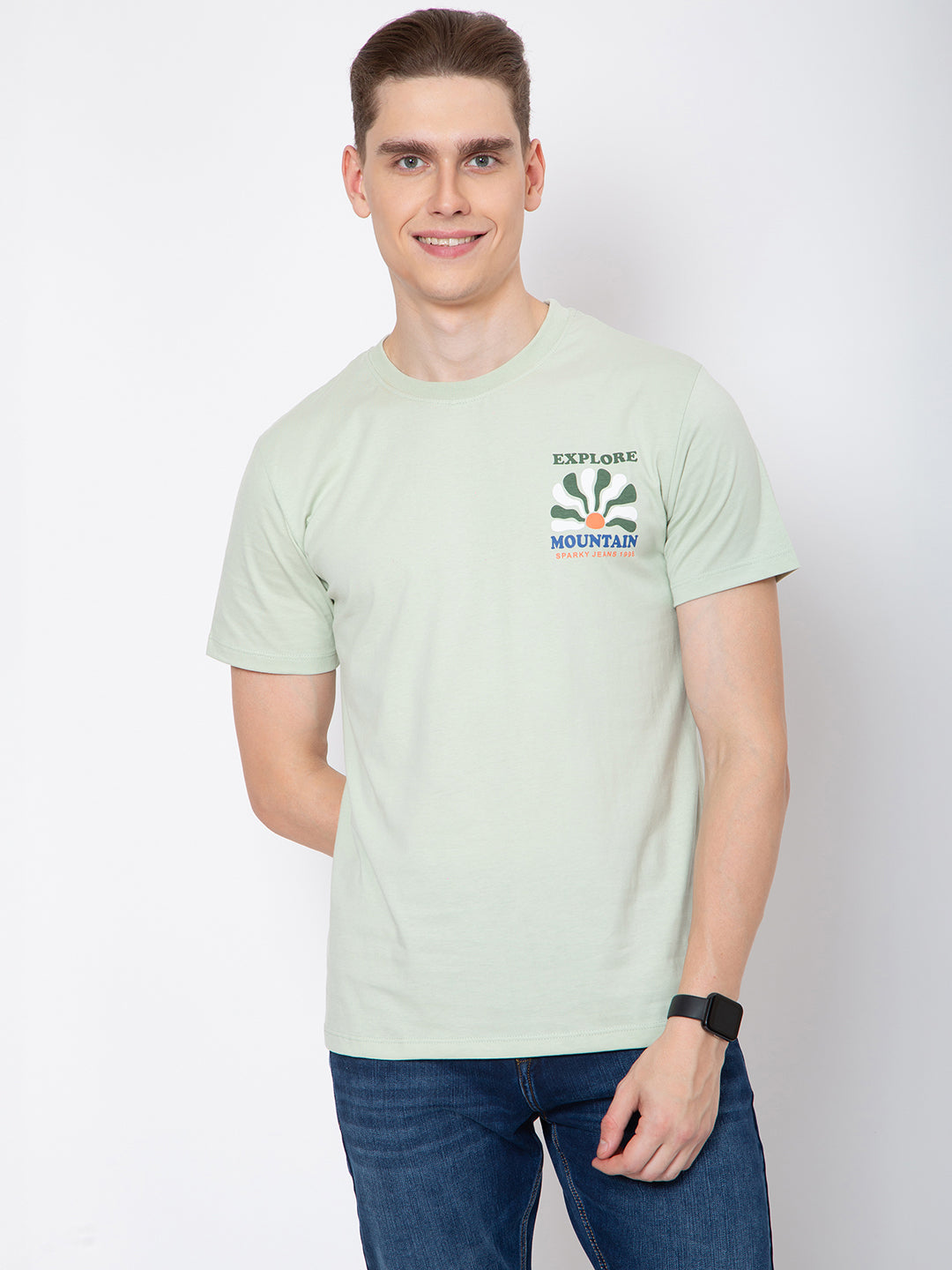 Mens Round Neck Front Back Print