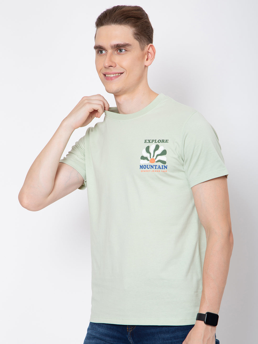 Mens Round Neck Front Back Print