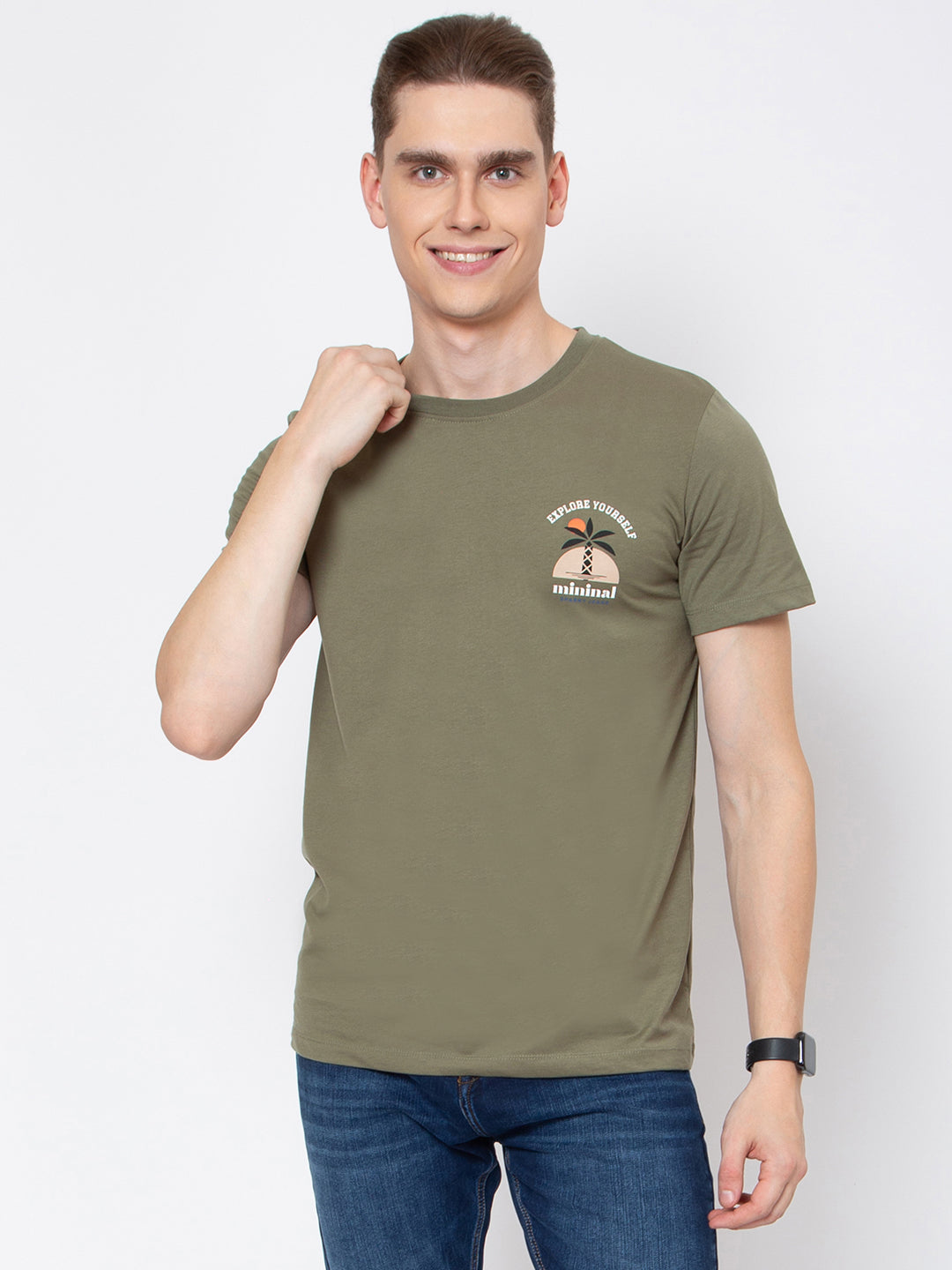 Mens Round Neck Front Back Print