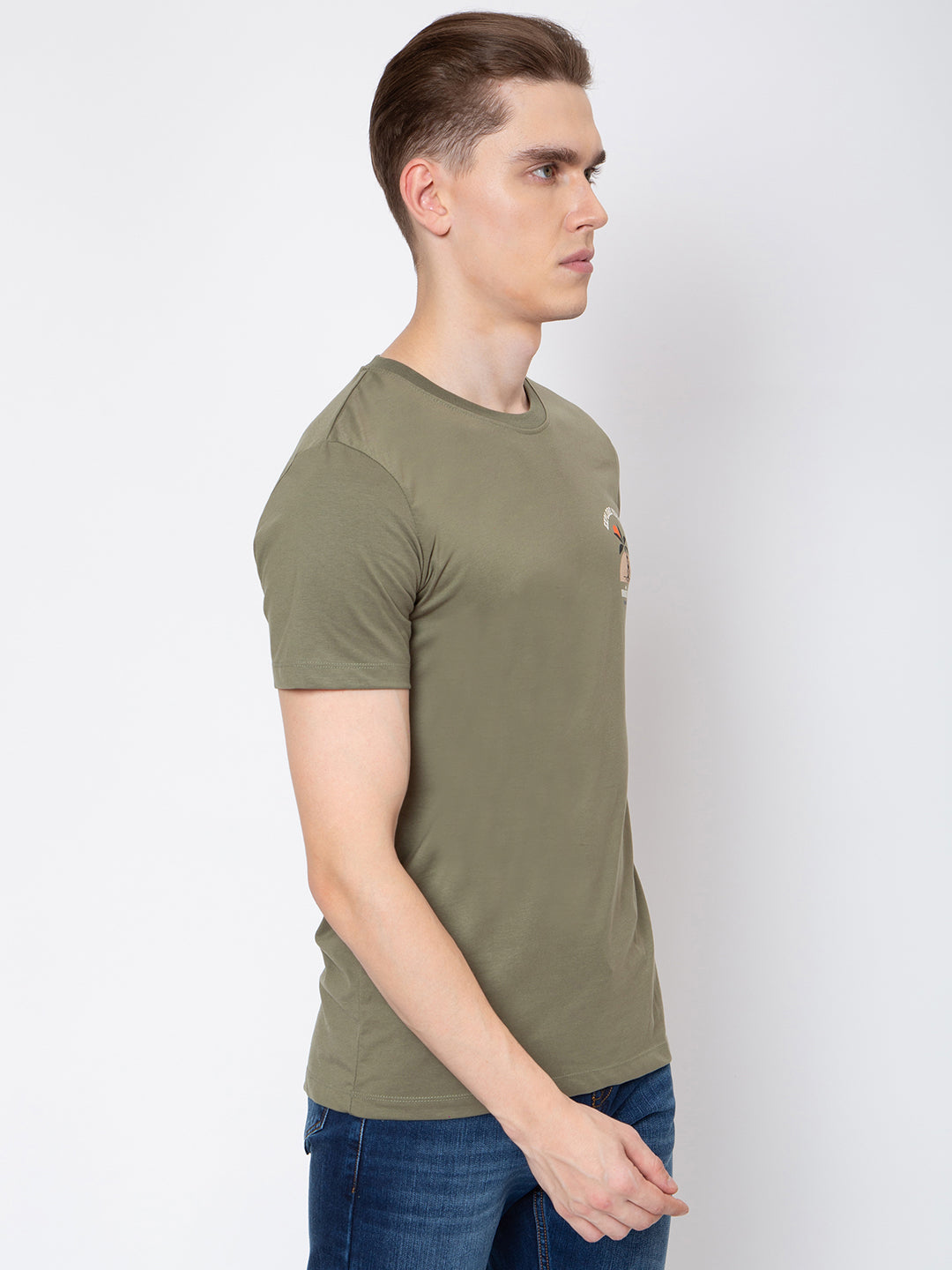 Mens Round Neck Front Back Print