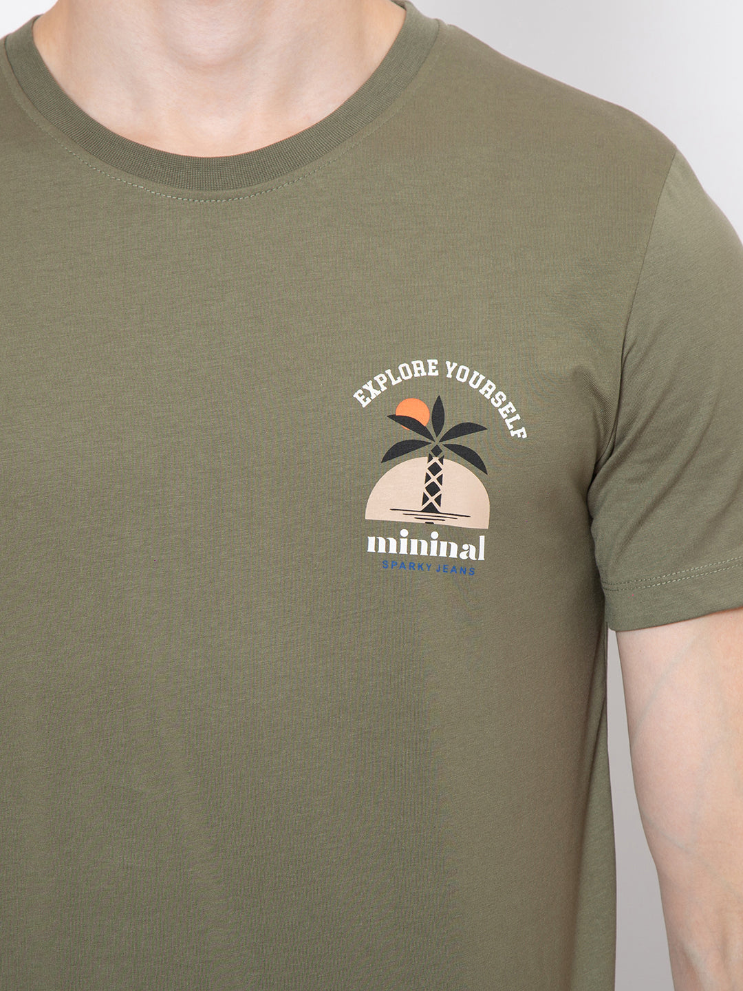 Mens Round Neck Front Back Print