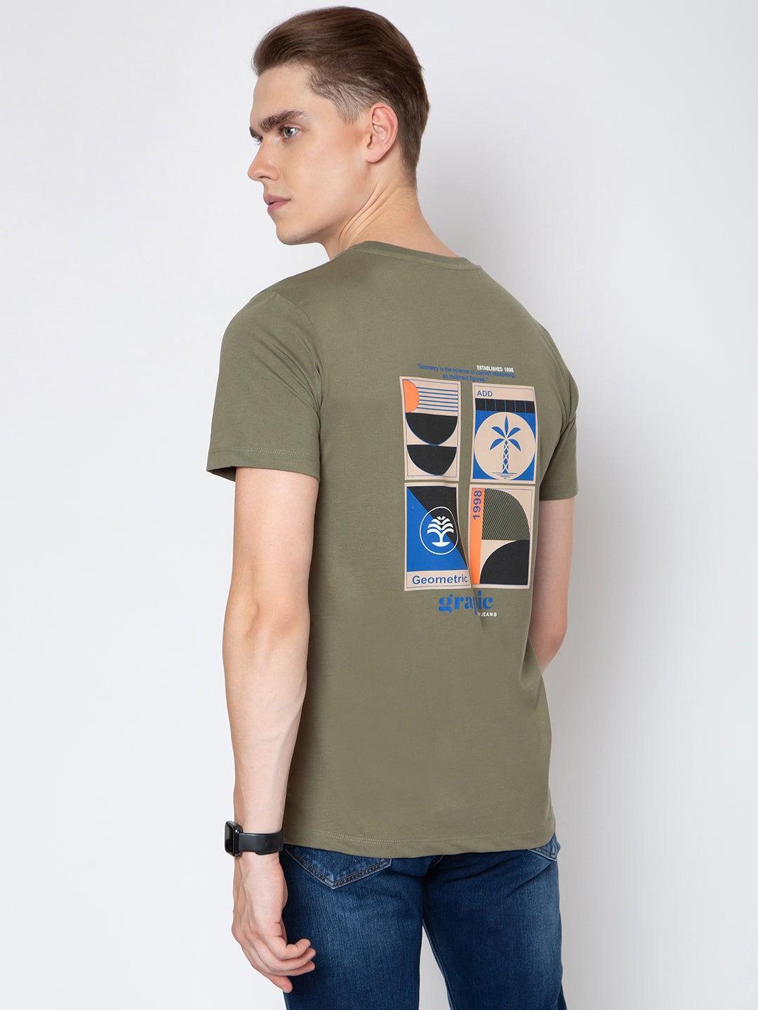Mens Round Neck Front Back Print