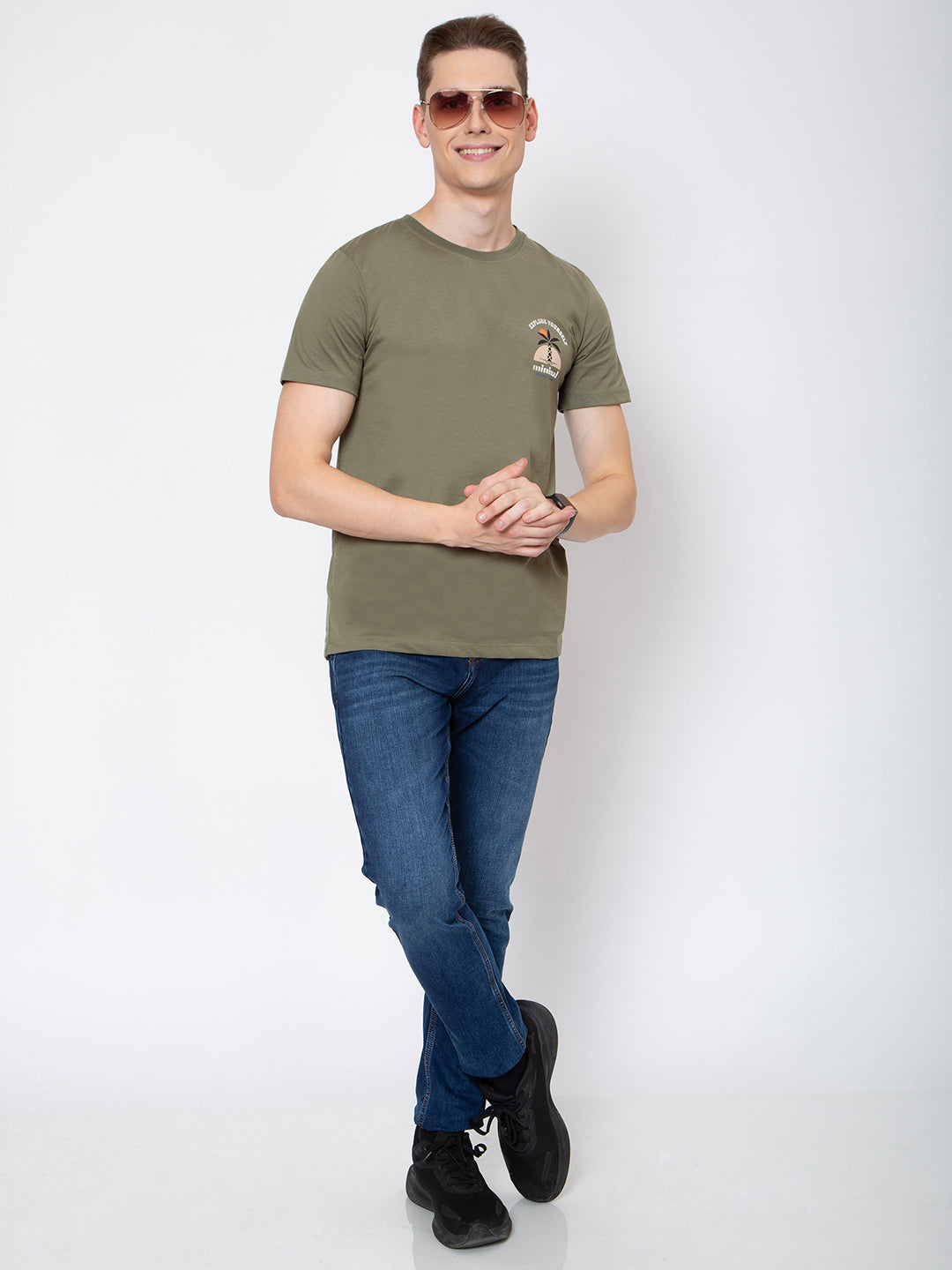 Mens Round Neck Front Back Print