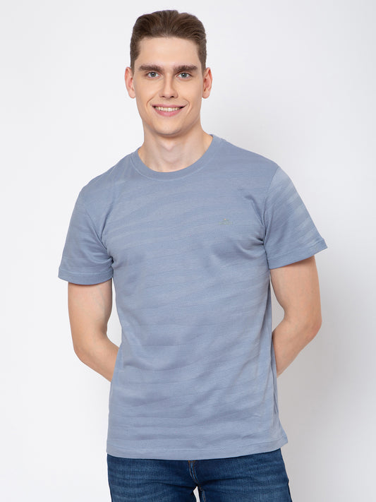 Men Jaquard Round Neck T-Shirt