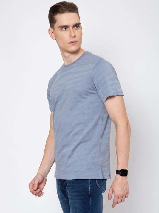 Men Jaquard Round Neck T-Shirt