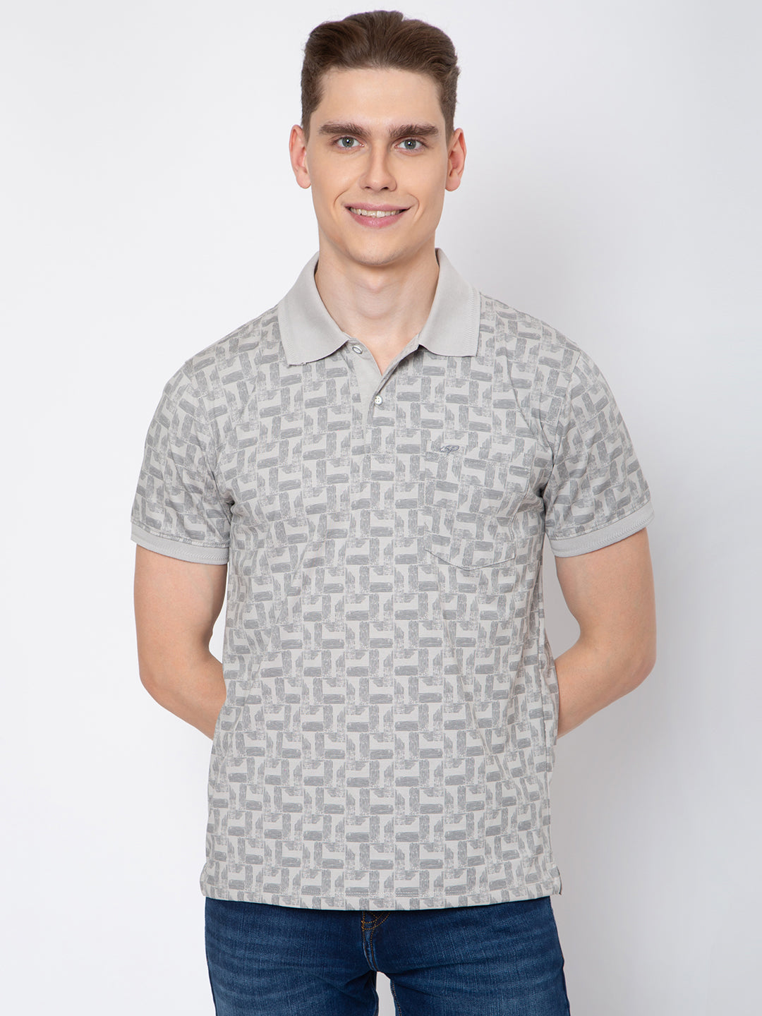 Men Polo Neck All Over Print Tshirt