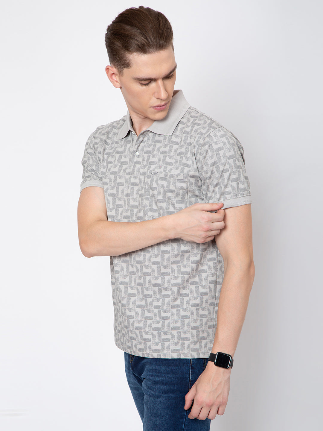 Men Polo Neck All Over Print Tshirt